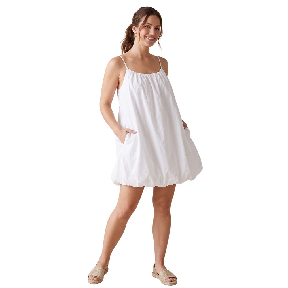 NEW The Drop Corryn Spaghetti Bubble Mini Dress White Large L